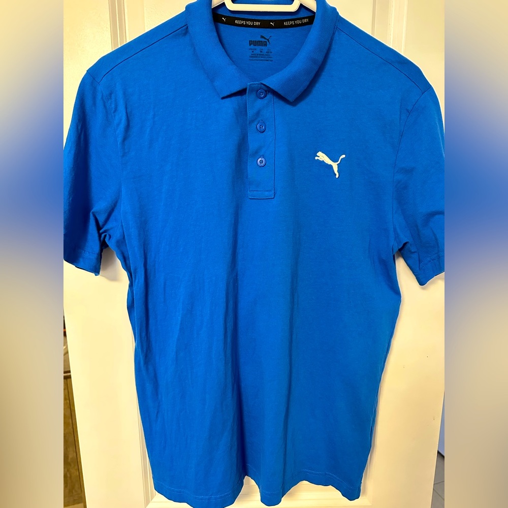 Puma Short Sleeve Polo. Medium. Blue.